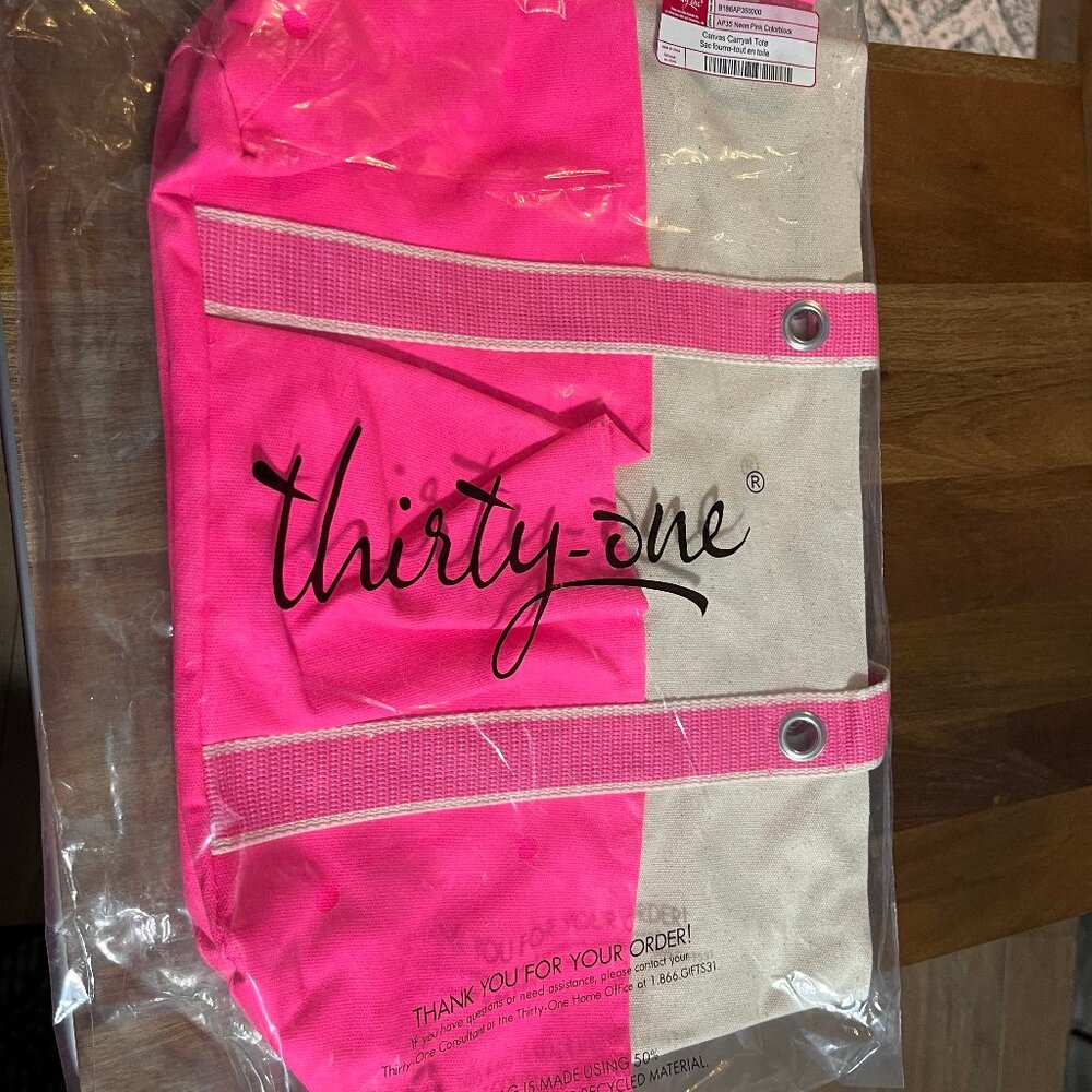 Thirty One Block Pink Canvas Bag New